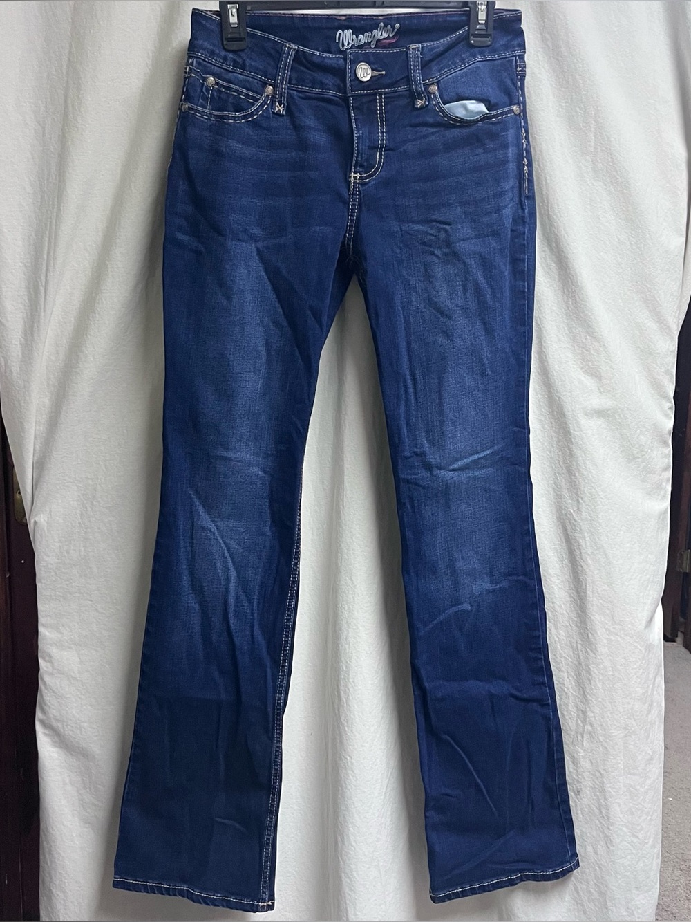 Wrangler Cowgirl Bootcut Embroidered Jeans Dk Blue Sz 5/6 X 34